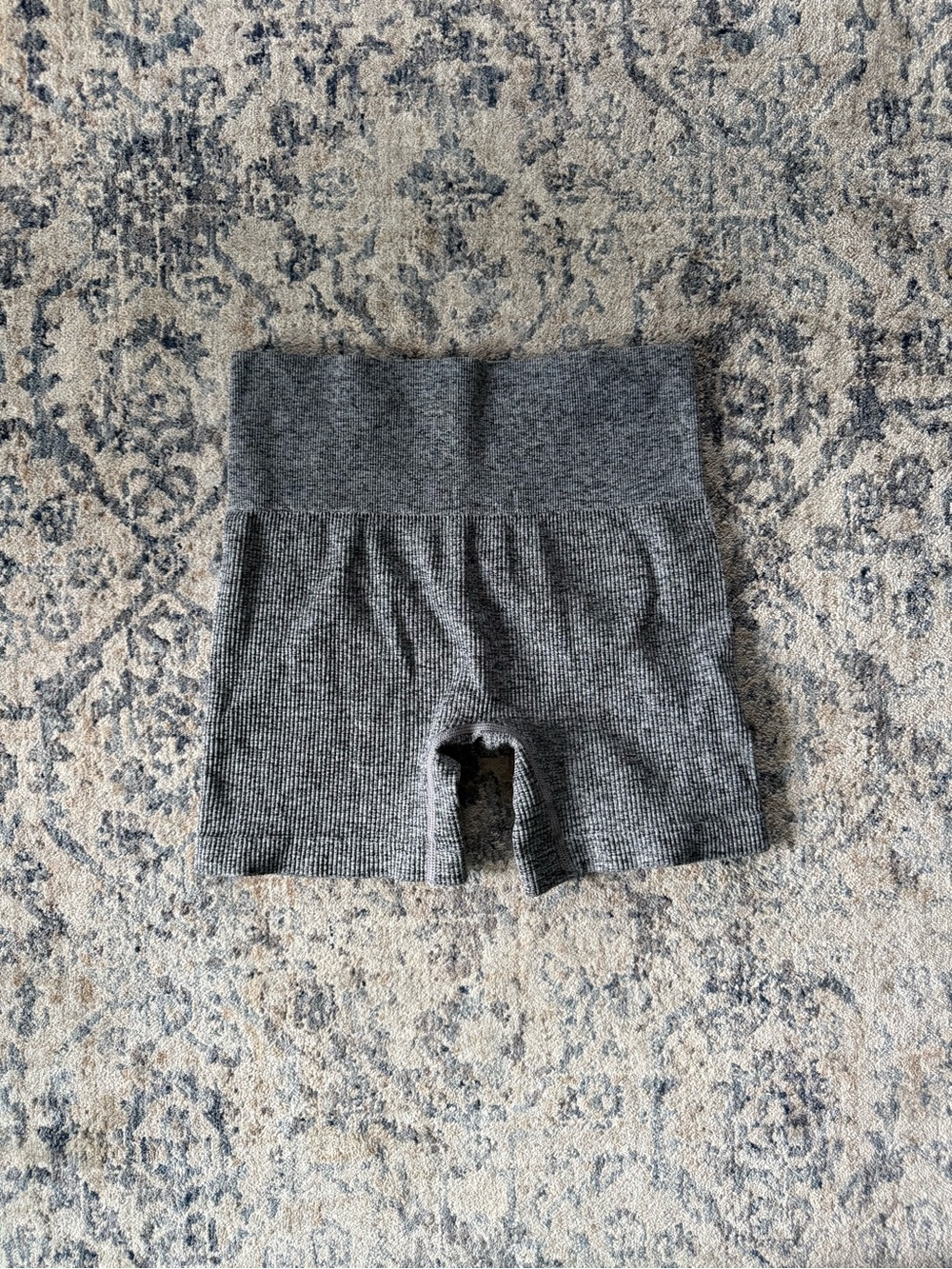 Colsie Gray Ribbed High-Waist Biker Shorts